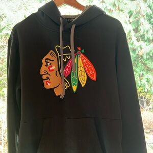 NHL Adidas Chicago Blackhawk Black Hoodie.
